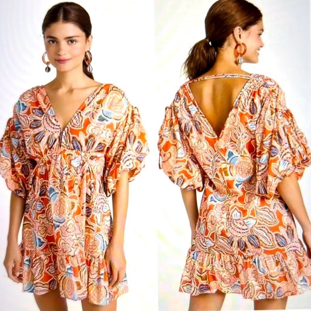 NWOT MISA LOS ANGELES Sari Floral Poplin Balloon-Sleeve Mini Dress Size M